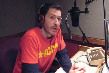 Recording my narration for a story at WNYC.