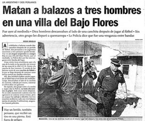 Un artículo en Clarín sobre una matanza en una villa de Buenos Aires.
